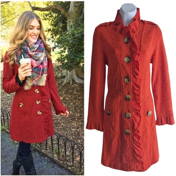 Luii Jackets & Blazers - NWT Luii for Anthropologie, Autumn Ingenue boiled wool orange lightweight coat